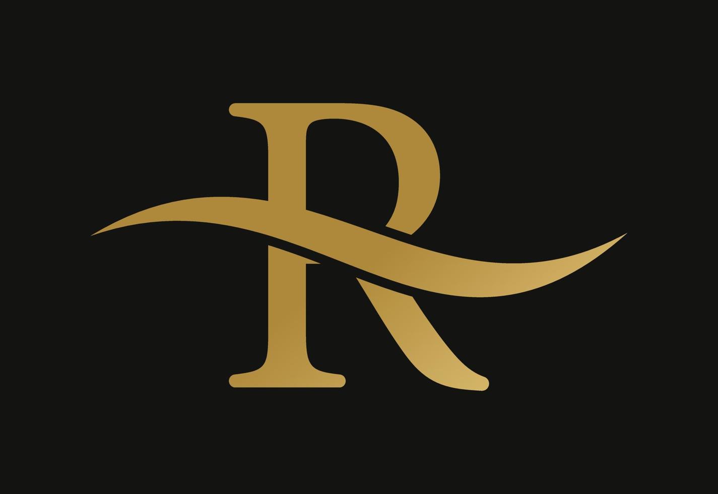 création de logo de lettre r, avec swoosh, concept de design vectoriel