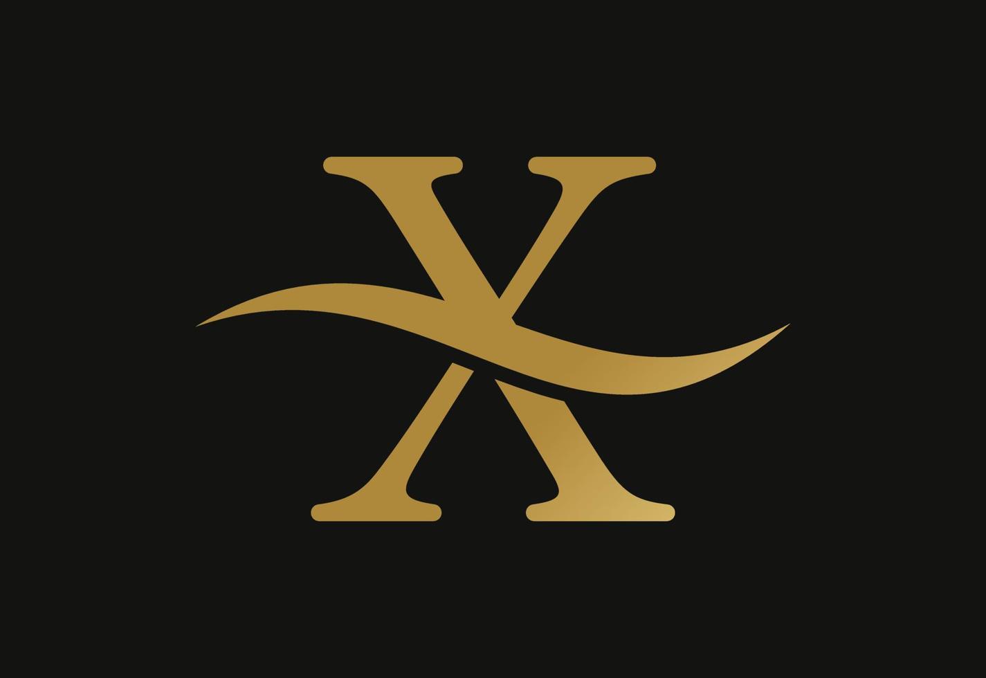 création de logo de lettre x, avec swoosh, concept de design vectoriel