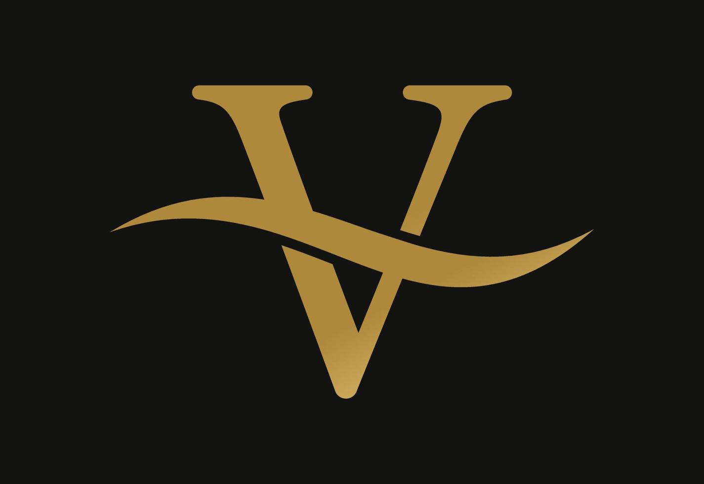 création de logo de lettre v, avec swoosh, concept de design vectoriel