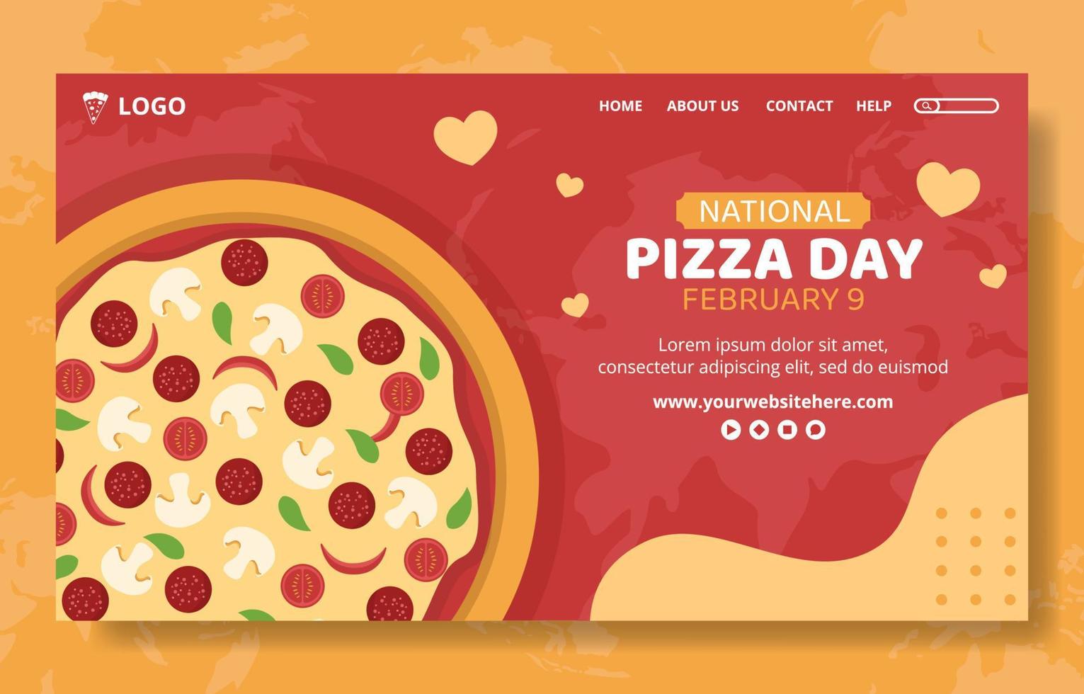page de destination des médias sociaux de la journée nationale de la pizza illustration de modèles dessinés à la main de dessin animé vecteur