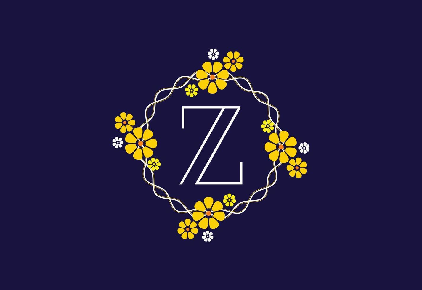 lettre de monogramme floral z. alphabet initial avec des éléments botaniques. conception de vecteur alphabet floral