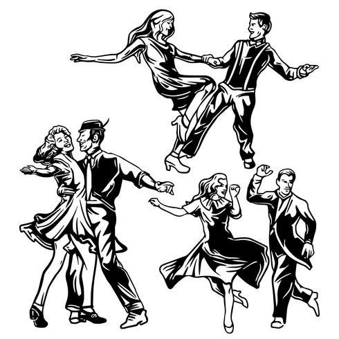 Tap Dance Couples Vecteurs vecteur