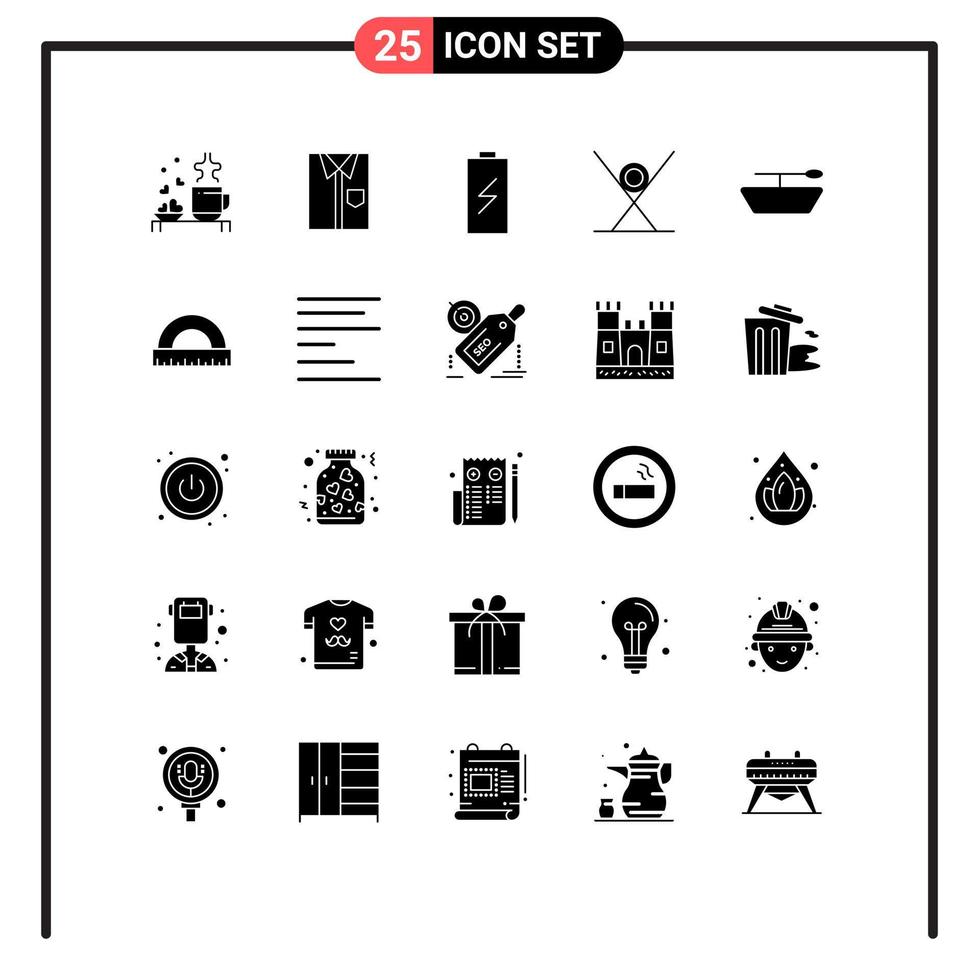 symboles d'icônes universelles groupe de 25 glyphes solides modernes d'électricité chargeant des vêtements portant des éléments de conception vectoriels modifiables vecteur