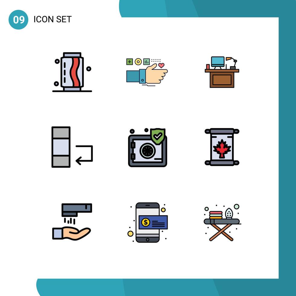 groupe de 9 signes et symboles de couleurs plates remplies pour le changement lieu cœur bureau éléments de conception vectoriels modifiables vecteur