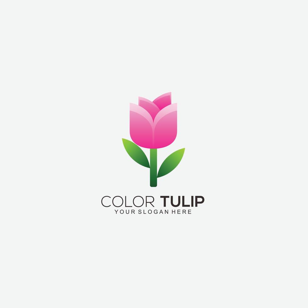 vecteur coloré dégradé de conception de logo de tulipe de couleur