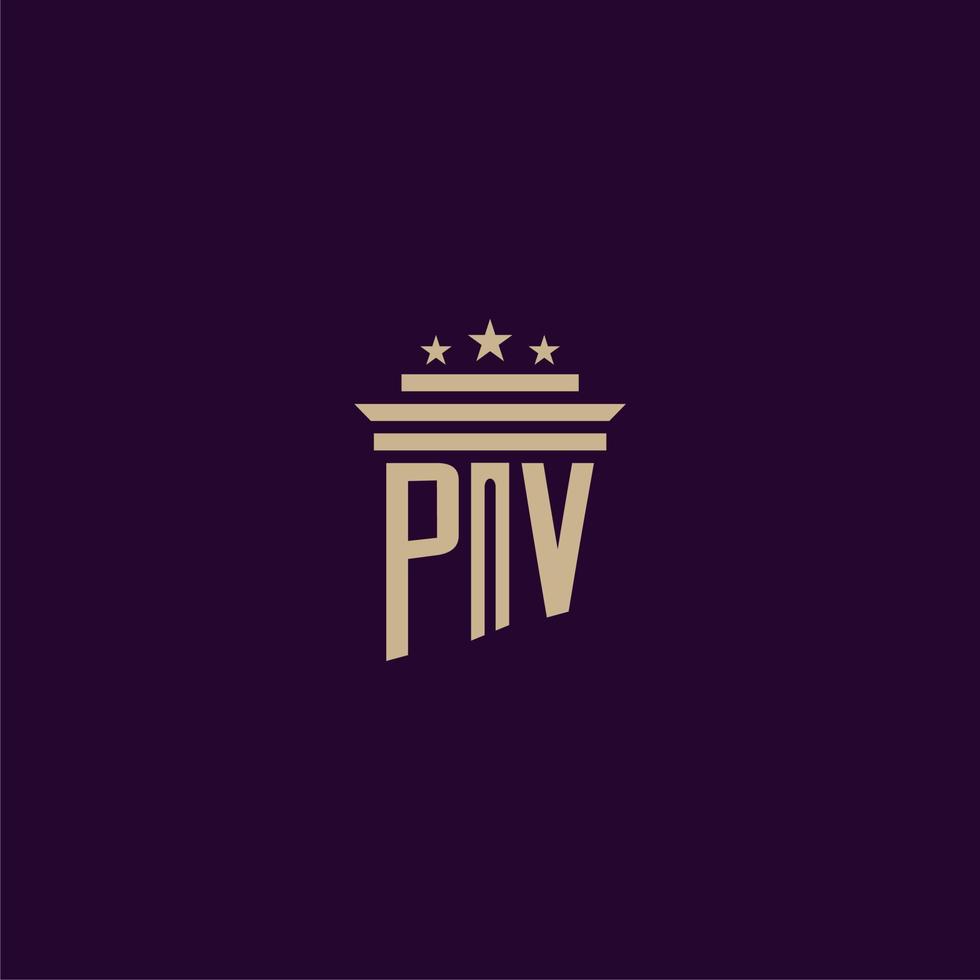 pv création de logo monogramme initial pour les avocats du cabinet d'avocats avec image vectorielle pilier vecteur