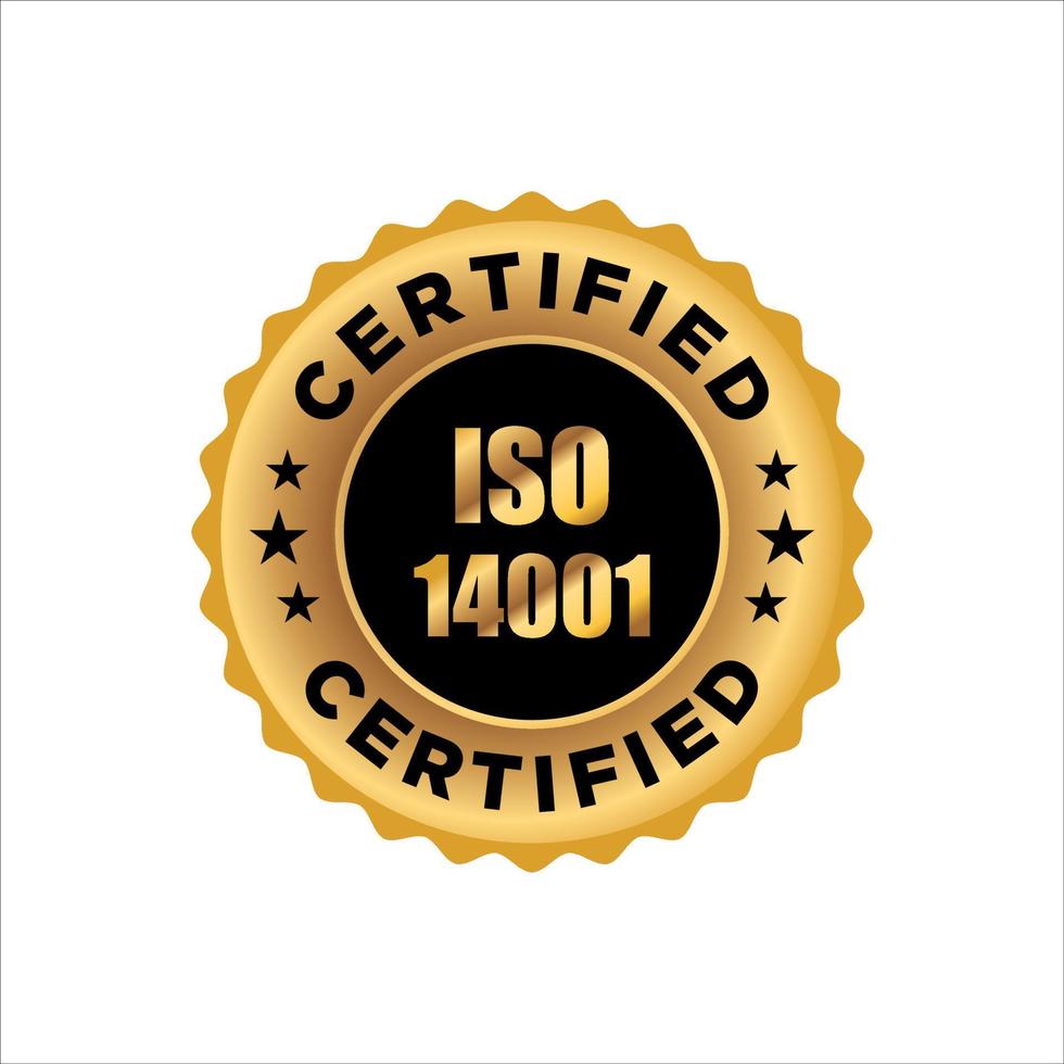 label doré certifié iso 14001, illustration vectorielle vecteur