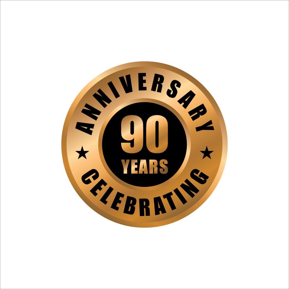 Modèle de conception de célébration d'anniversaire de 90 ans. timbre de vecteur anniversaire 90 ans
