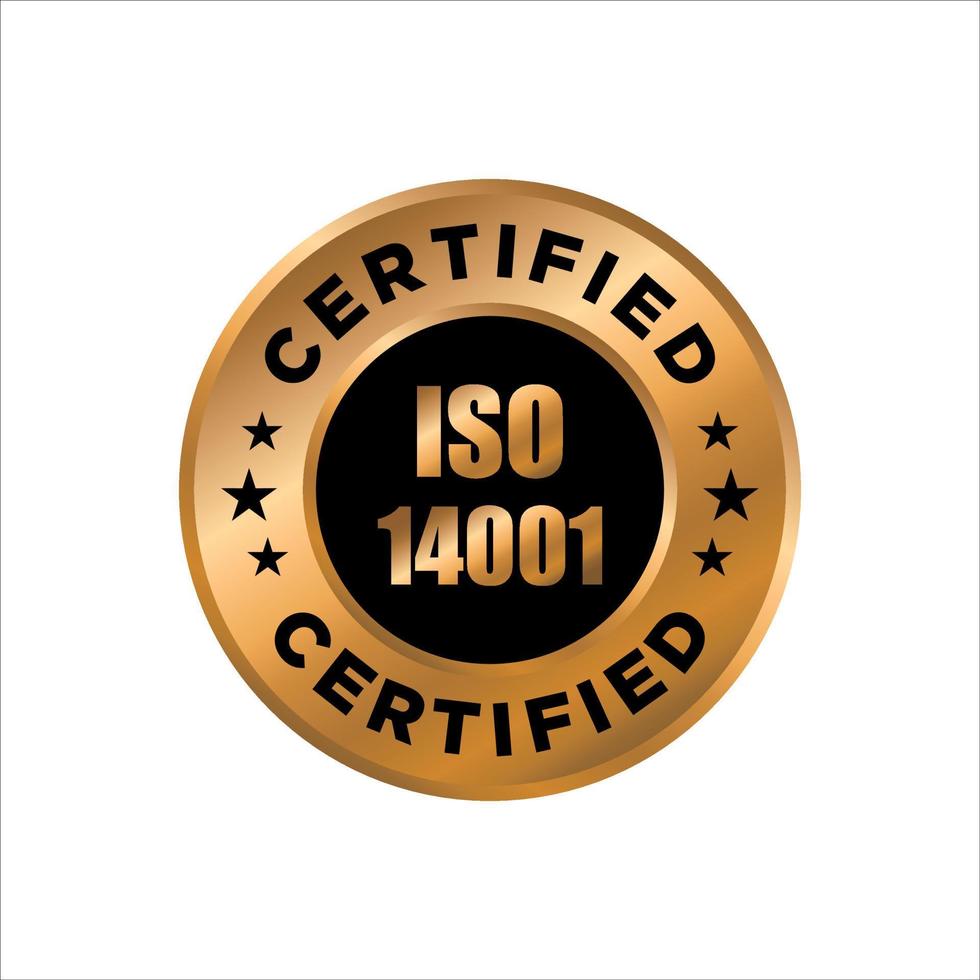 label doré certifié iso 14001, illustration vectorielle vecteur