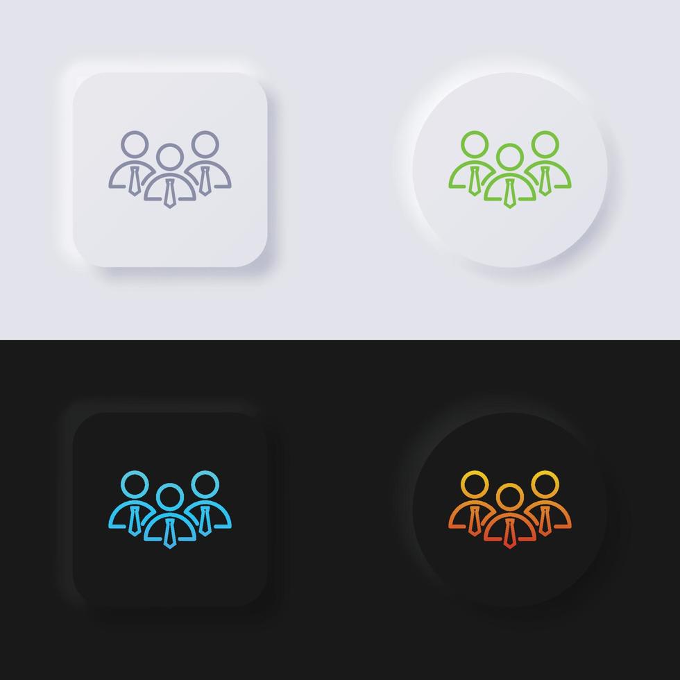 ensemble d'icônes de groupe de personnes, conception d'interface utilisateur souple de bouton de neumorphisme multicolore pour la conception Web, interface utilisateur d'application et plus encore, bouton, vecteur. vecteur