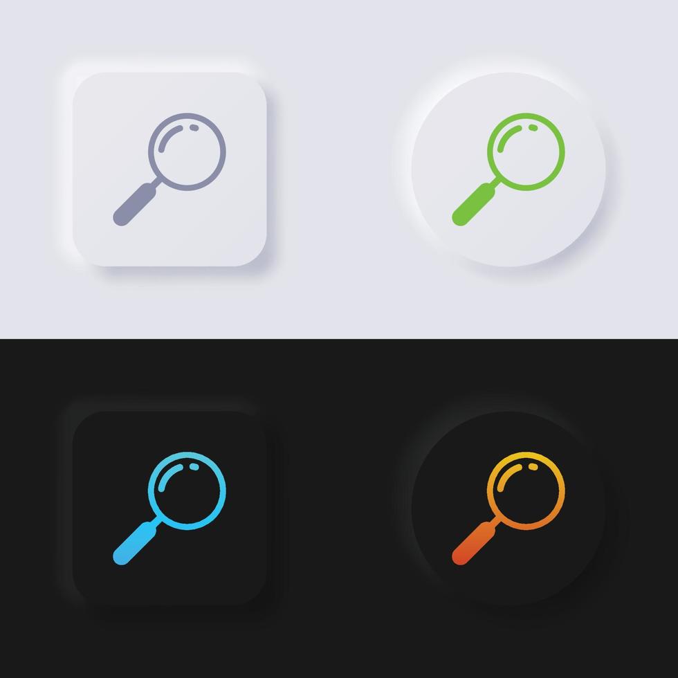 jeu d'icônes de loupe, conception d'interface utilisateur souple de bouton de neumorphisme multicolore pour la conception Web, interface utilisateur d'application et plus encore, bouton, vecteur. vecteur
