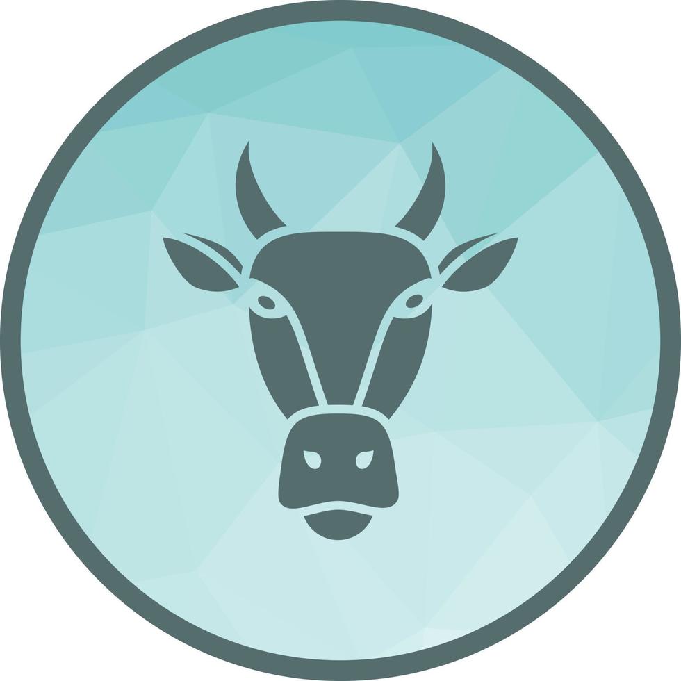 visage de vache icône de fond low poly vecteur
