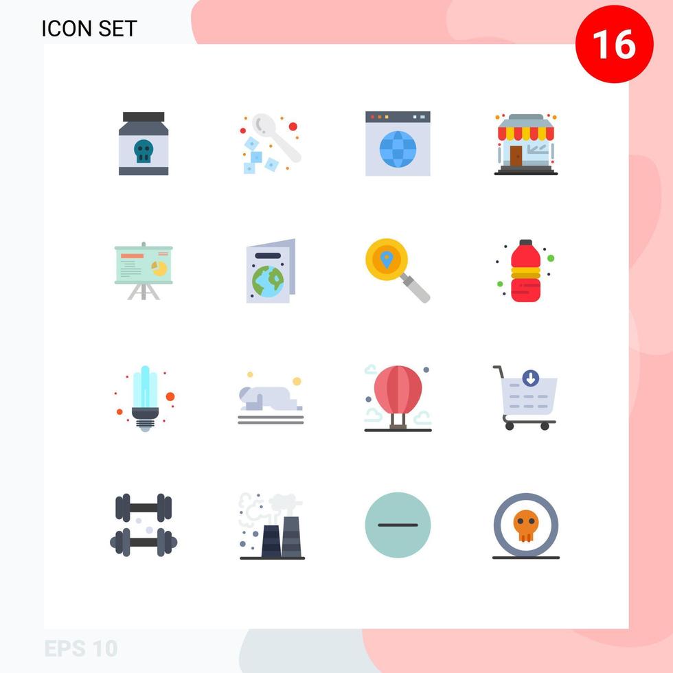 ensemble de 16 symboles d'icônes d'interface utilisateur modernes signes pour la présentation site Web de magasin de marché de cuillère de magasin pack modifiable d'éléments de conception de vecteur créatif