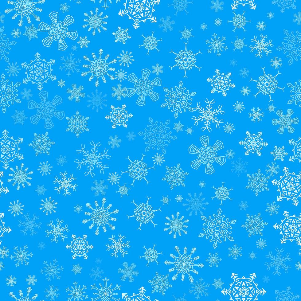 motif de noël transparent bleu avec différents flocons de neige tombant vecteur