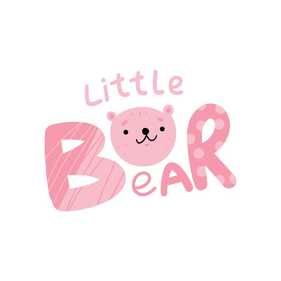 petit lettrage d'ours. joli logo d'ours. illustration vectorielle dessinée à la main. vecteur