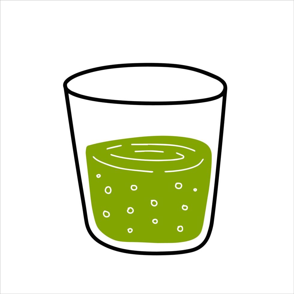 thé vert maté. boisson rafraîchissante d'été. cocktail en verre. dessin animé de contour à la mode isolé sur blanc vecteur