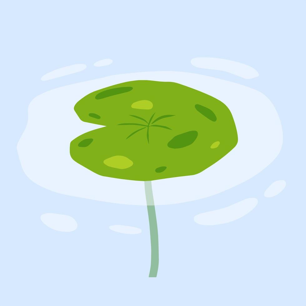 nénuphar dans l'étang. plante de rivière. feuilles vertes sur l'eau. nature de marais, paysage de lac. dessin animé plat vecteur