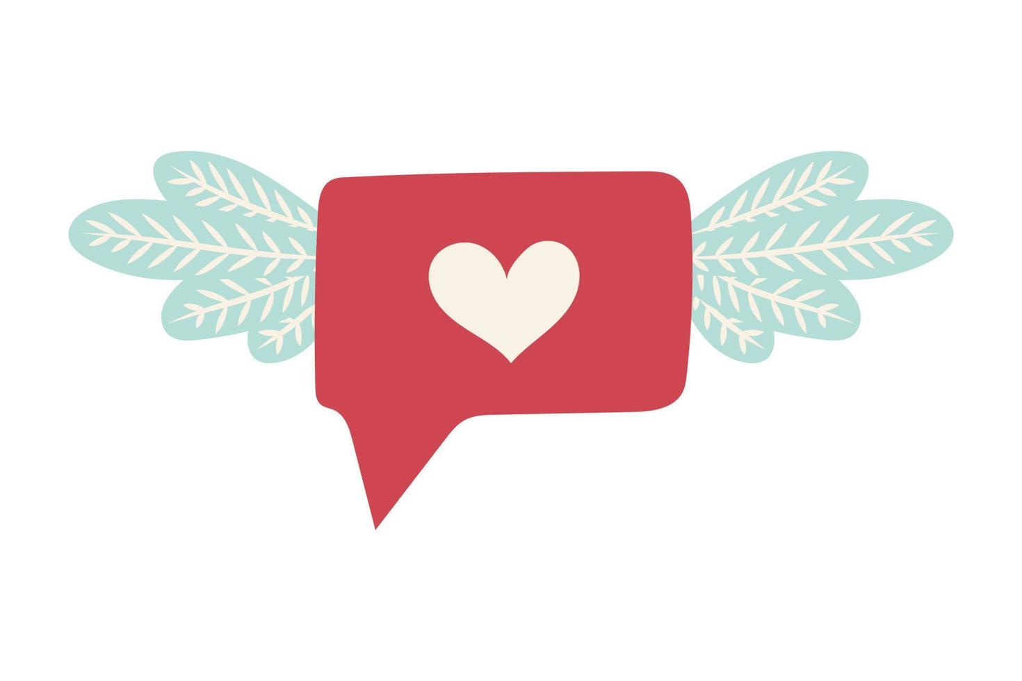 icône de message avec coeur et ailes. carte de Saint Valentin. illustration vectorielle vecteur