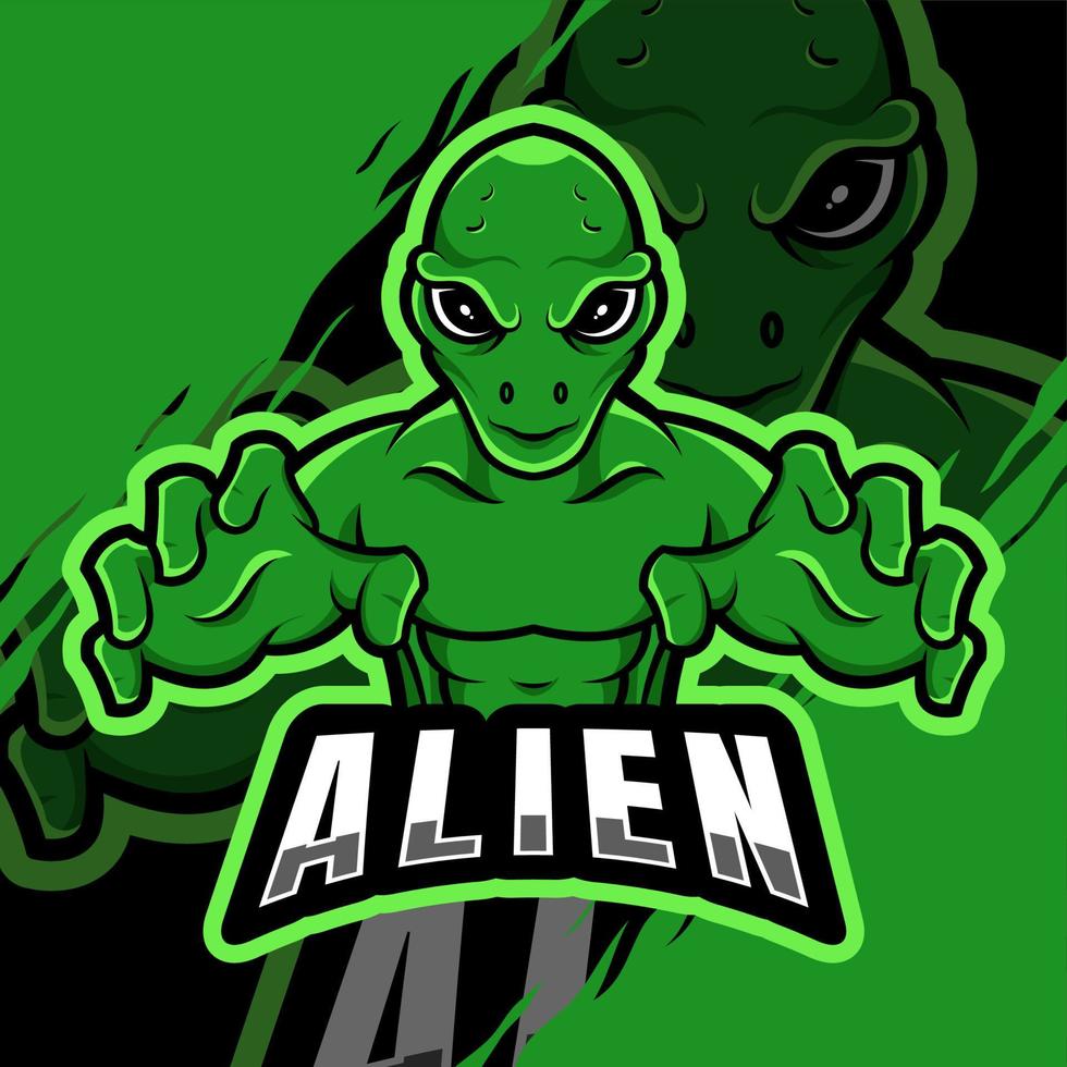 logo mascotte esport de jeu extraterrestre vecteur