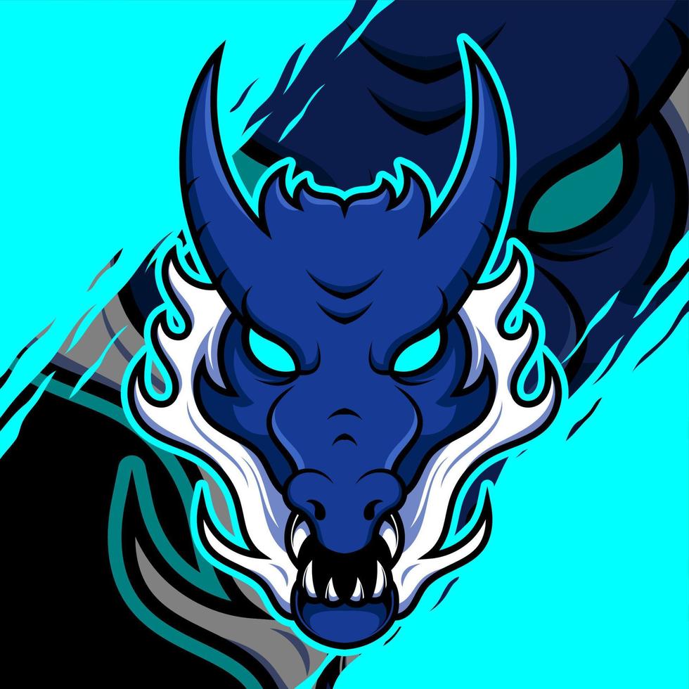 tête de dragon mascotte logo esport illustration vecteur