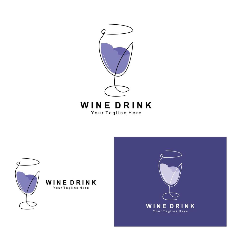 création de logo de vin de boisson, illustration de verre, bouteille de boisson alcoolisée, vecteur de produit d'entreprise