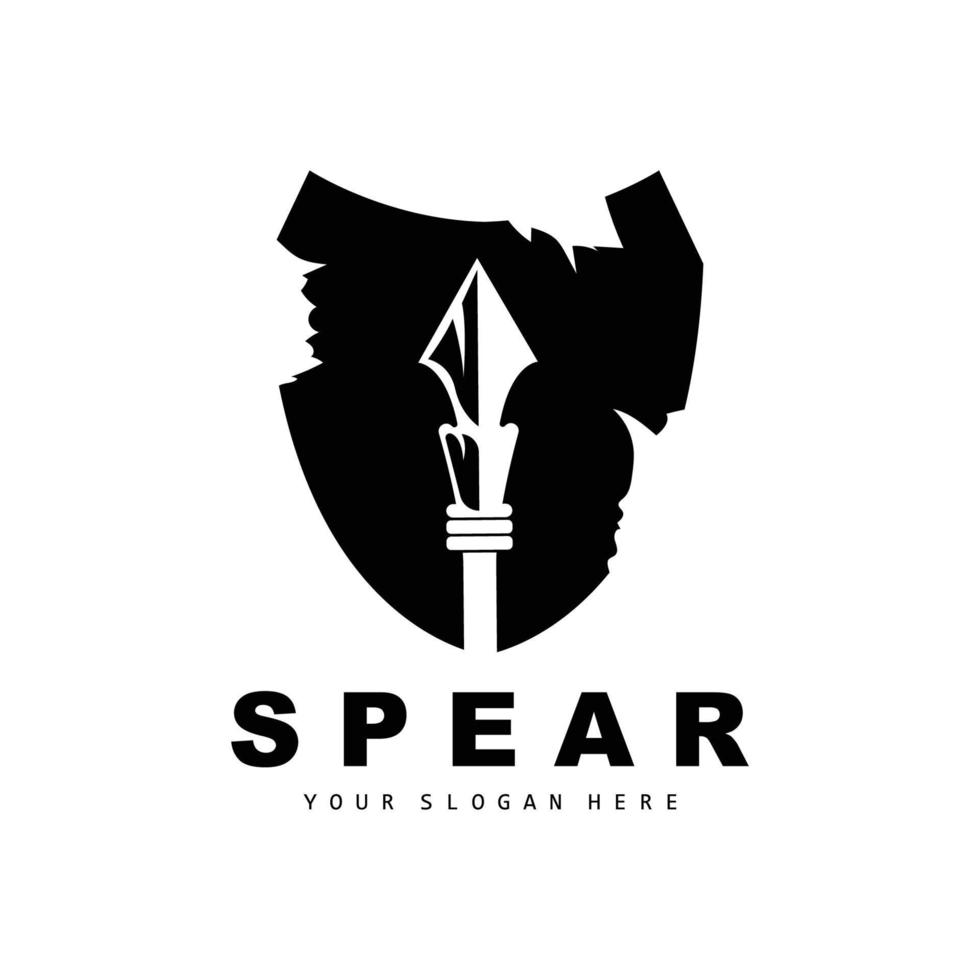logo de lance, conception d'équipement de chasse, arme de guerre de flèche, vecteur de marque de produit