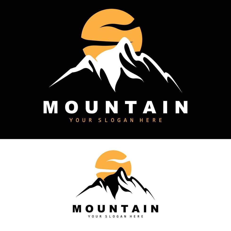 création de logo de montagne, lieu de vecteur pour randonneur amoureux de la nature