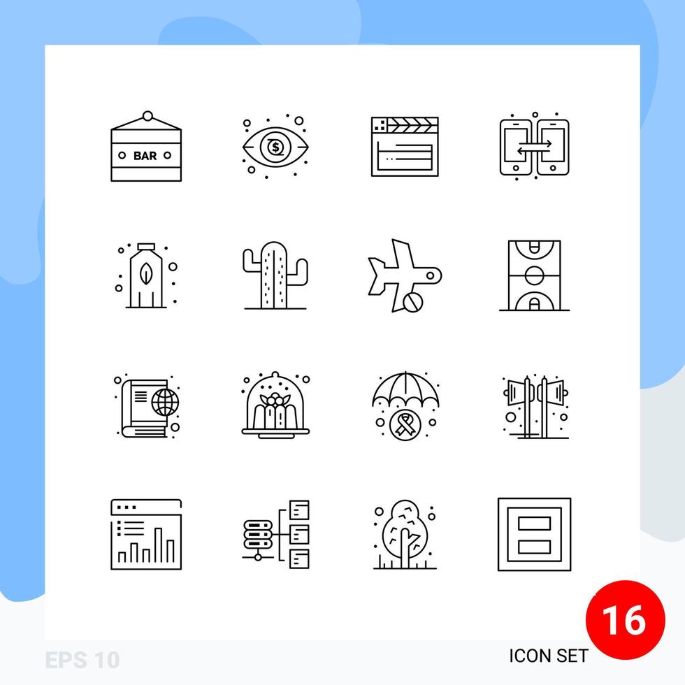 pack d'icônes vectorielles stock de 16 signes et symboles de ligne pour les éléments de conception vectoriels modifiables de connexion de partage de plante mobile américain vecteur