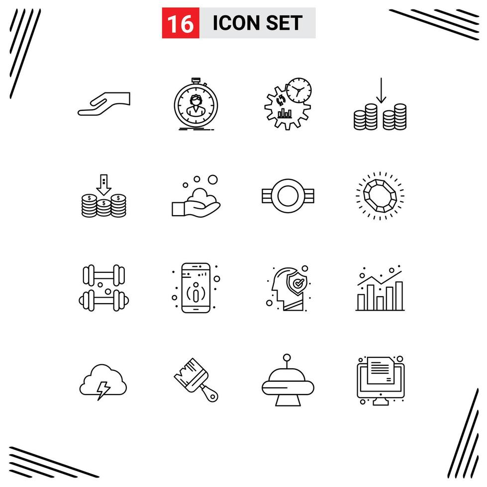 ensemble de 16 contours vectoriels sur la grille pour les pièces d'argent argent d'affaires éléments de conception vectoriels modifiables vecteur