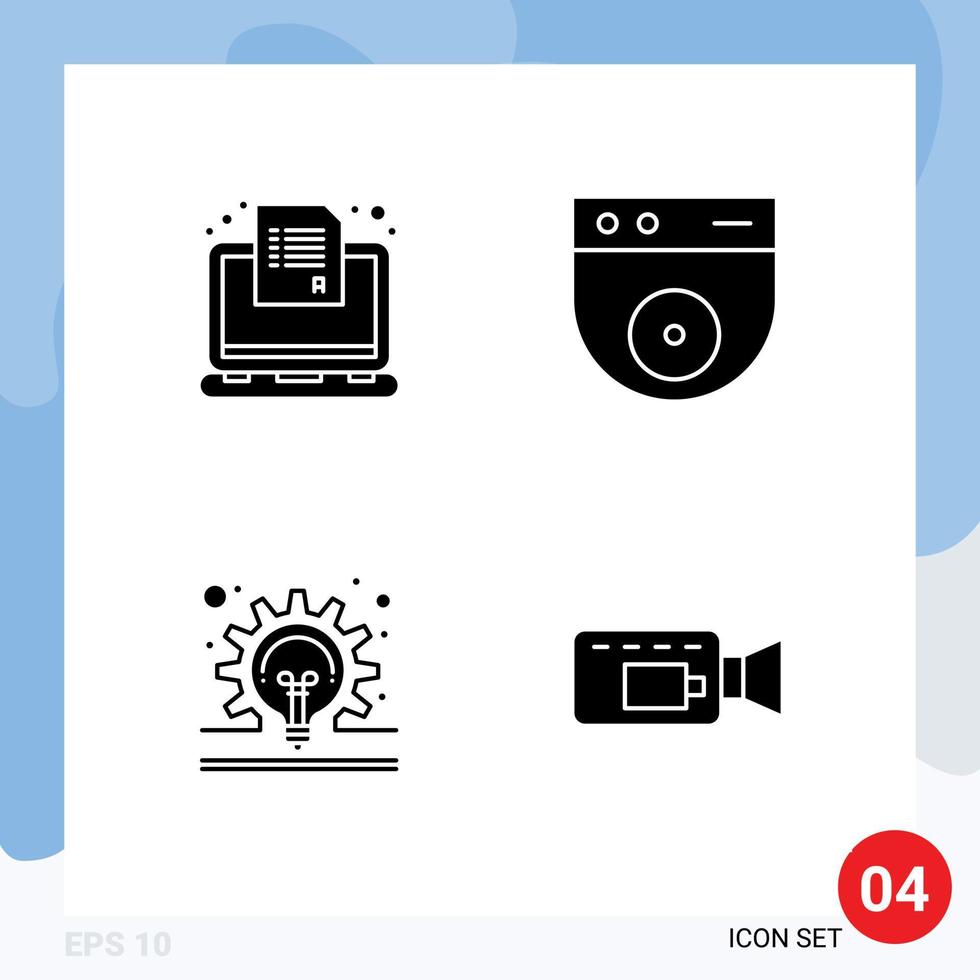 interface utilisateur pack de 4 glyphes solides de base du questionnaire de concept d'examen protéger l'idée des éléments de conception vectoriels modifiables vecteur