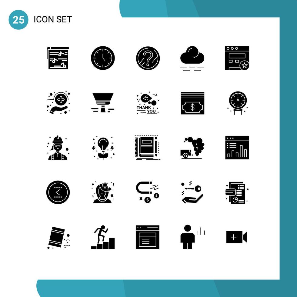 ensemble de 25 symboles d'icônes d'interface utilisateur modernes signes pour seo temps météo solution chaude éléments de conception vectoriels modifiables vecteur