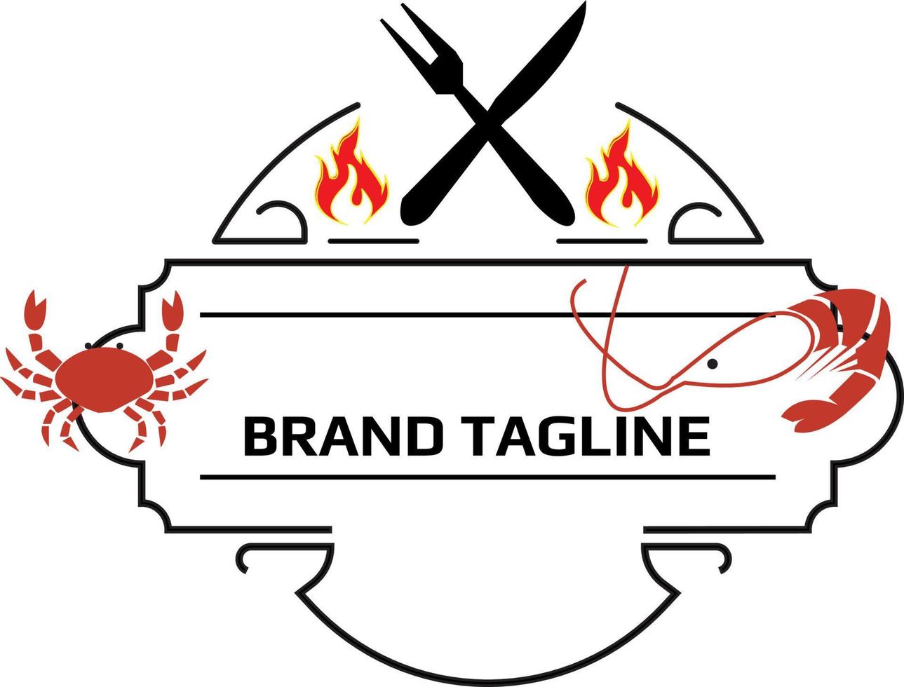 modèle de logo avec une image d'un crabe dessiné par des lignes graphiques sur un fond clair. vecteur