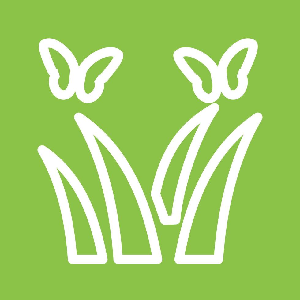 papillons sur l'icône de fond de couleur de ligne de plantes vecteur