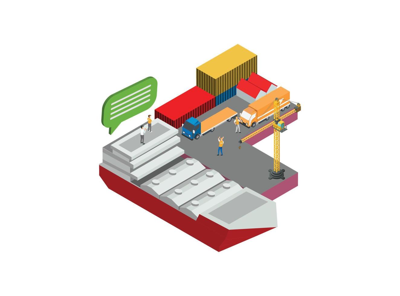 illustration de système logistique de port commercial intelligent isométrique moderne, adaptée aux diagrammes, aux infographies, à l'illustration de livre, à l'actif de jeu et à d'autres actifs liés aux graphiques vecteur