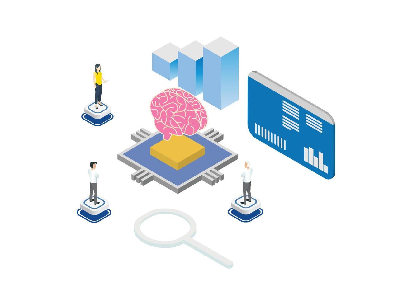 illustration d'intelligence artificielle isométrique moderne, adaptée aux diagrammes, aux infographies, à l'illustration de livres, aux actifs de jeu et à d'autres actifs liés aux graphiques vecteur