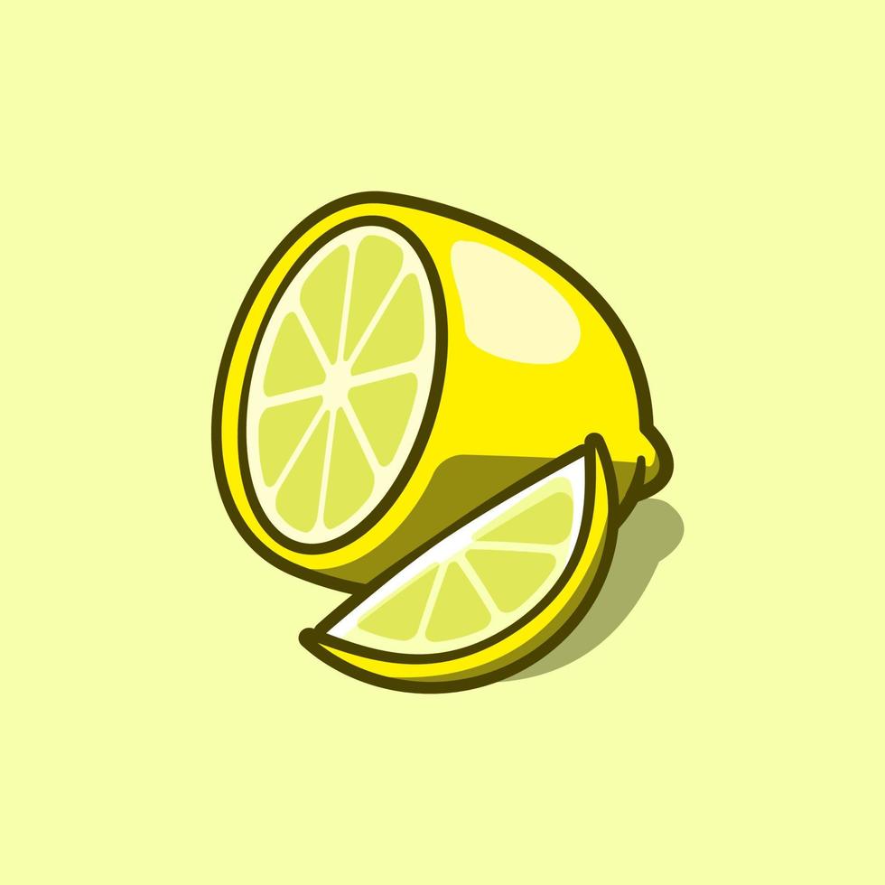 jolie illustration d'une tranche de citron en style cartoon sur fond isolé vecteur