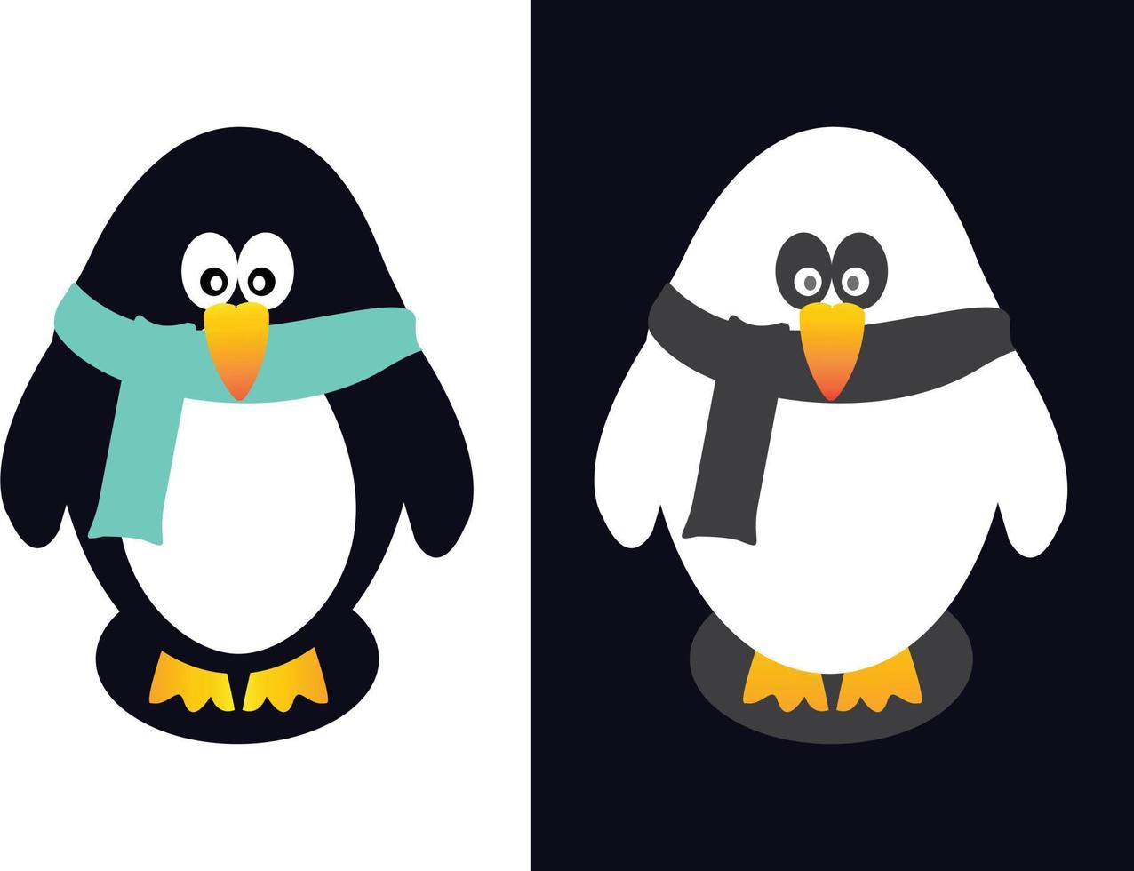 pingouin vecteur icône logo dessin animé personnage poisson saumon illustration doodle