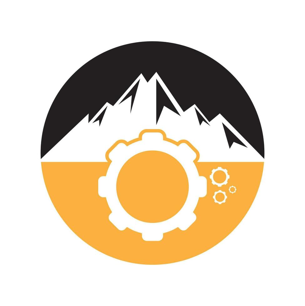 conception d'icône de logo d'engrenage de montagne. vecteur