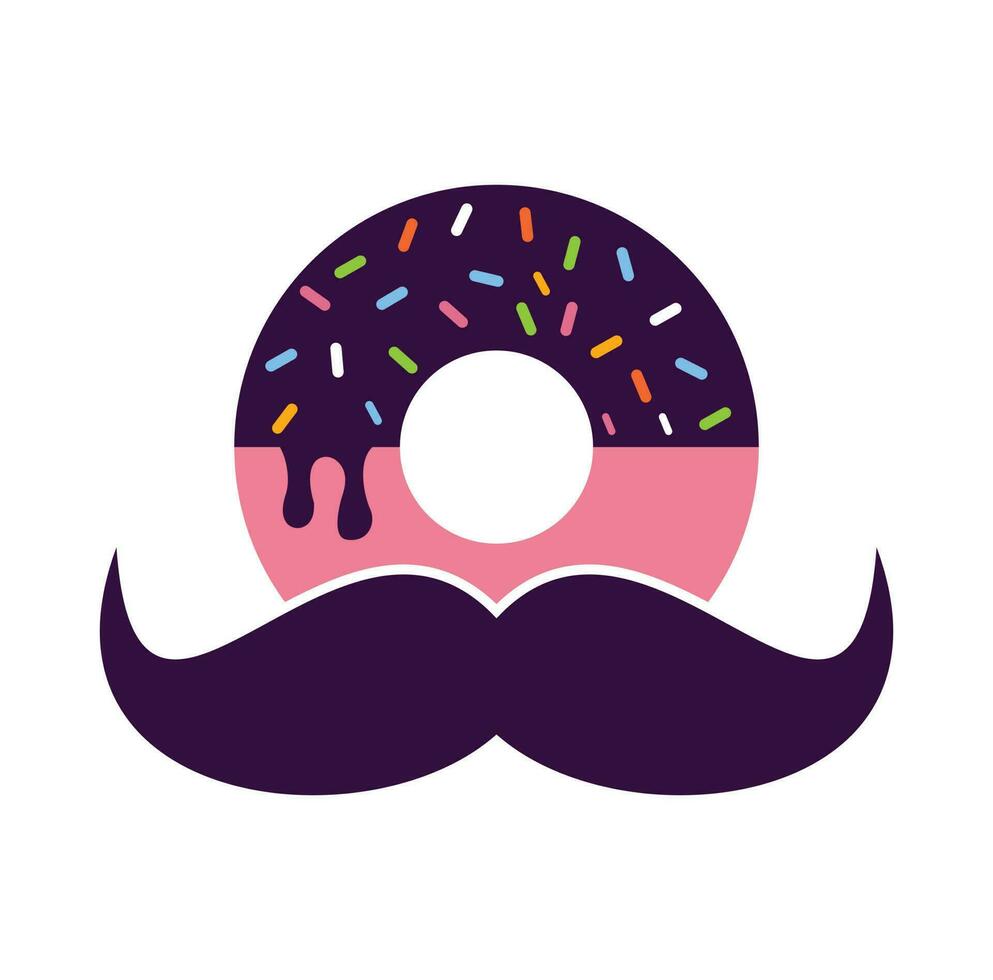 icône de conception de logo de vecteur de beignet de moustache.