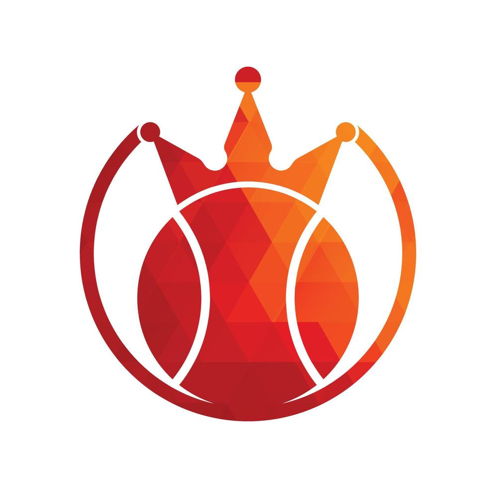 création de logo vectoriel tennis king. modèle de conception d'icône de balle de tennis et de couronne.