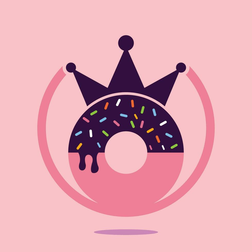 création de logo vectoriel boulangerie roi. beignet avec création de logo d'icône de couronne de roi.