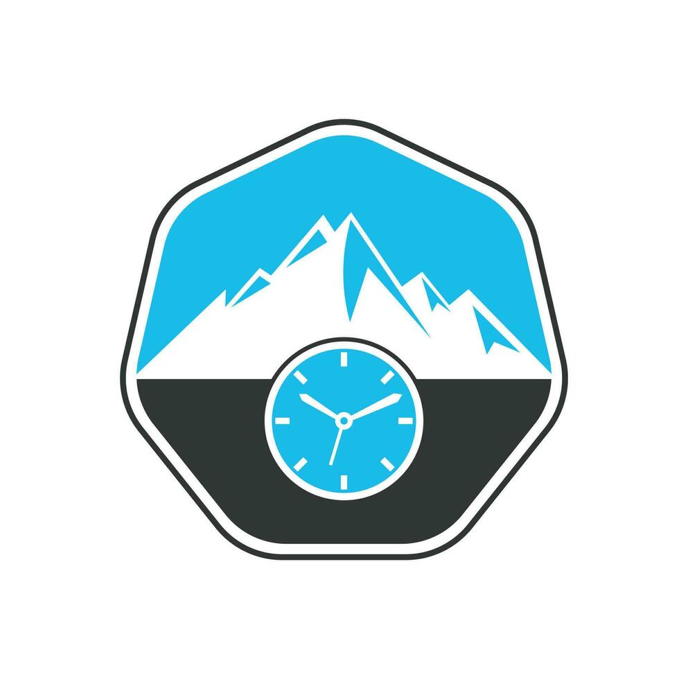 conception d'icône de logo de montagne de temps. illustration de modèle de logo de temps d'aventure. vecteur