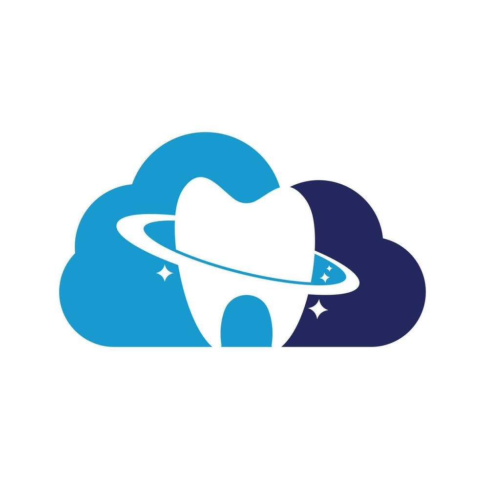 conception de logo vectoriel de concept de forme de nuage de planète dentaire. concept de logo vectoriel de clinique dentaire.