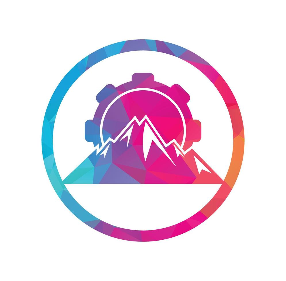conception d'icône de logo d'engrenage de montagne. vecteur