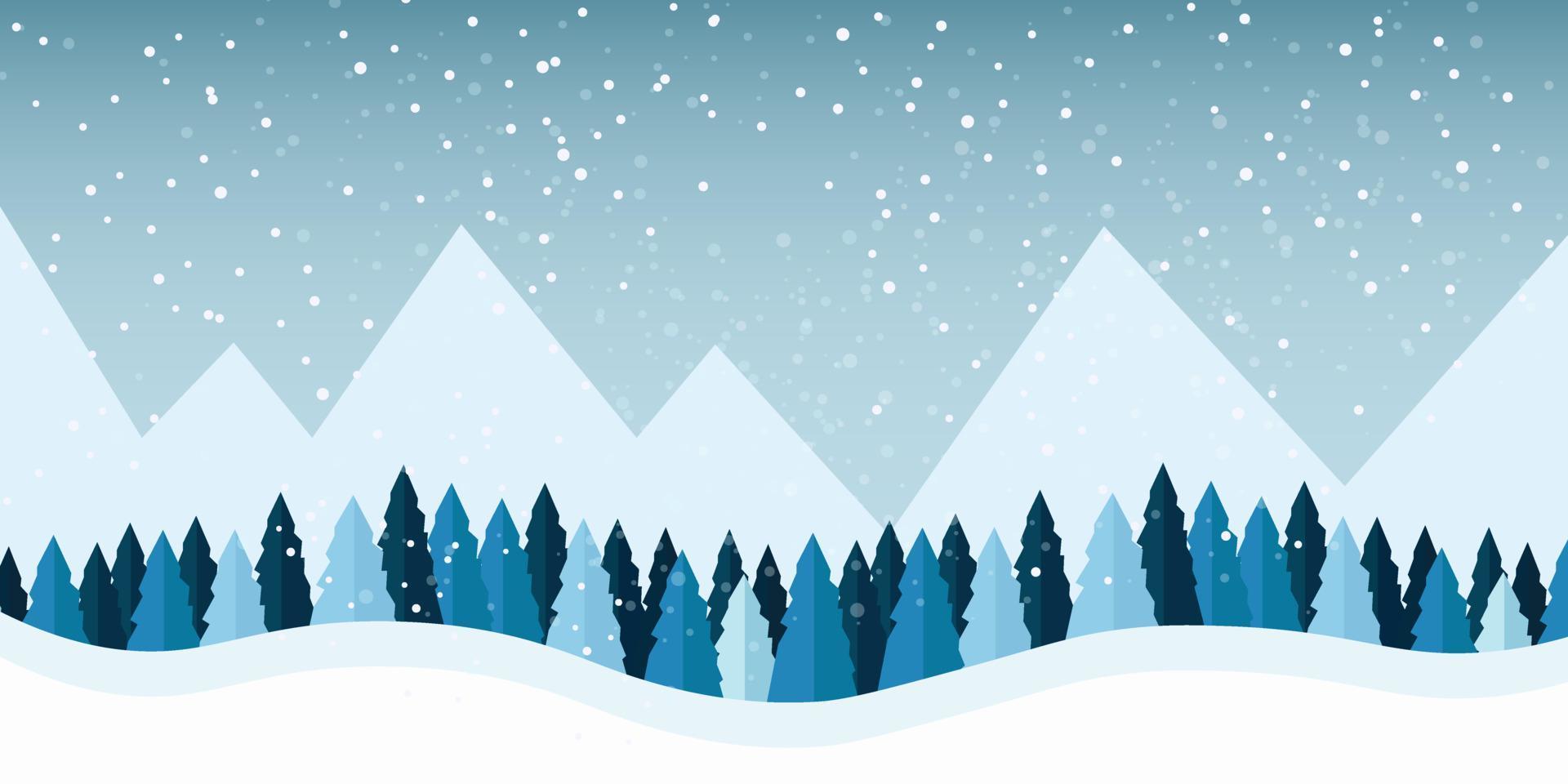 icône de scène nature paysage de neige. paysage d'hiver avec montagnes et chutes de neige. illustration vectorielle vecteur