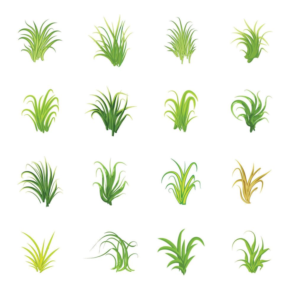 pack de dessins vectoriels plats d'herbe vecteur