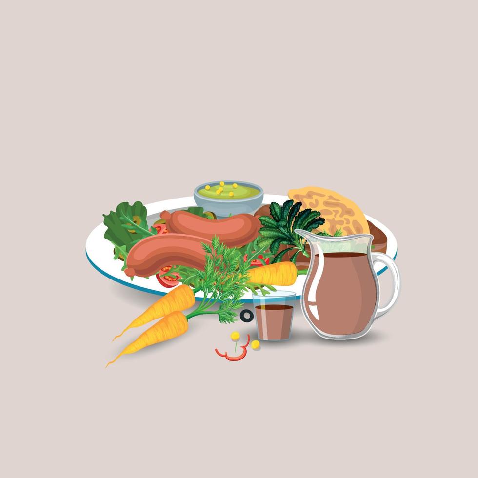 aliments sains et restaurants traditionnels, cuisine, menu, illustration vectorielle vecteur