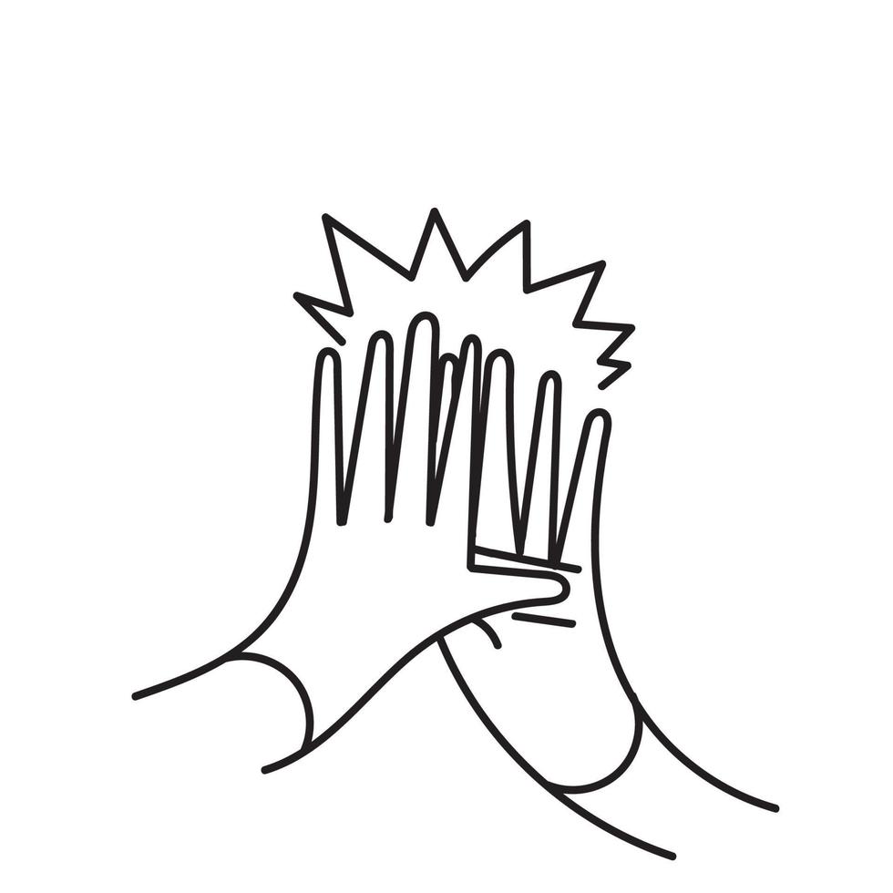 vecteur d'illustration doodle high five dessiné à la main