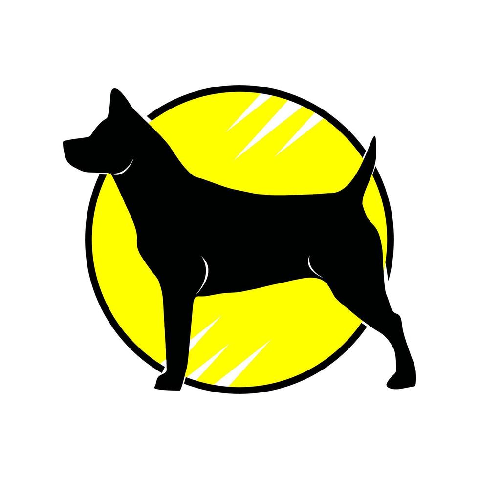 chien logo icône vecteur avec fond de cercle jaune