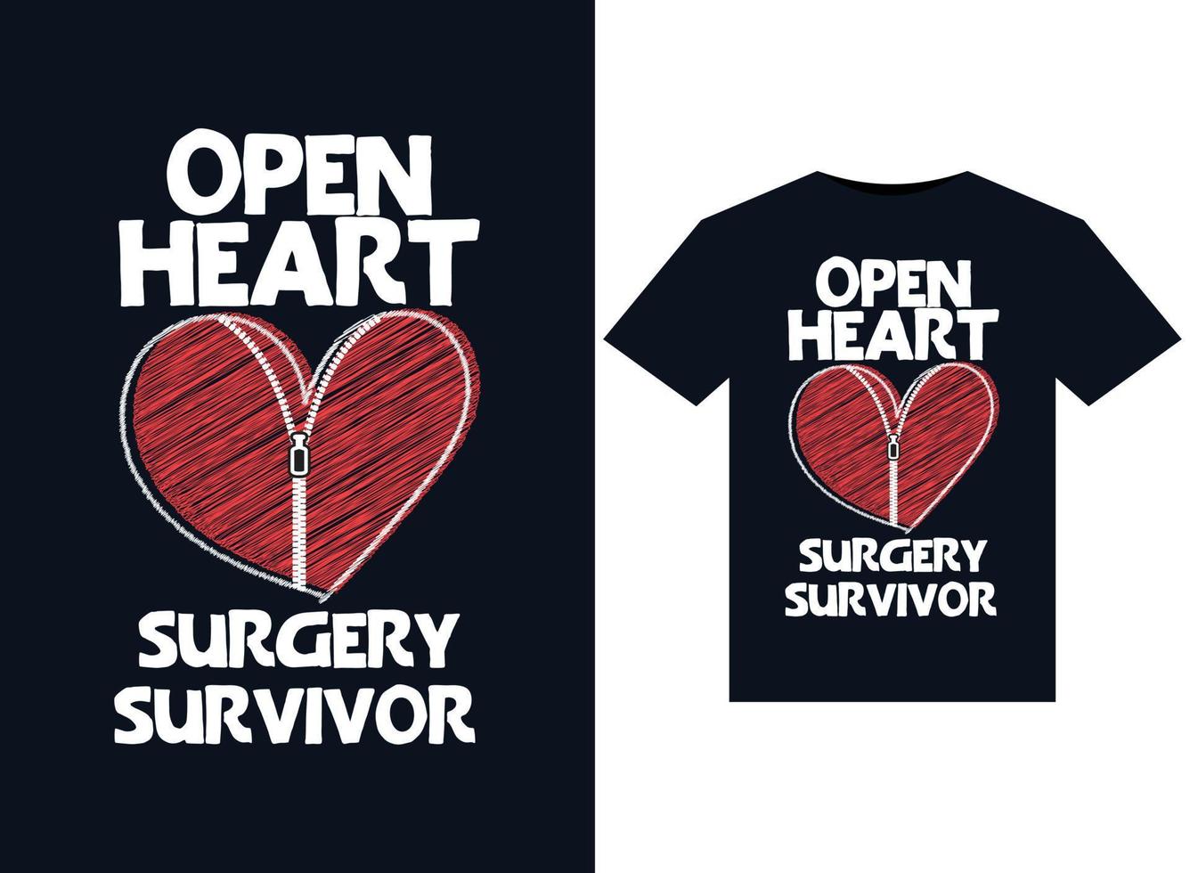 illustrations de survivants de chirurgie à cœur ouvert pour la conception de t-shirts prêts à imprimer vecteur